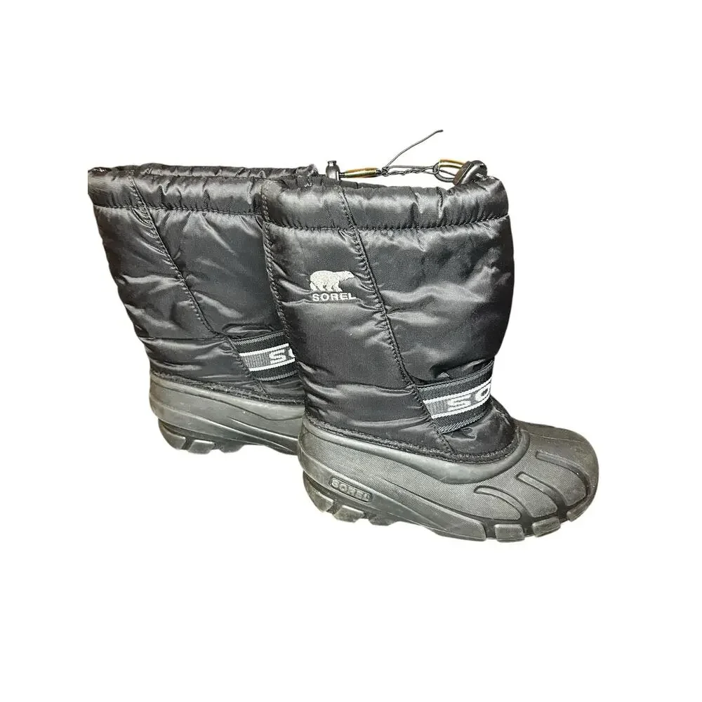 Sorel Youth Cub Insulated Snow Boots, Black Winter Boots, Unisex Kids Size 1